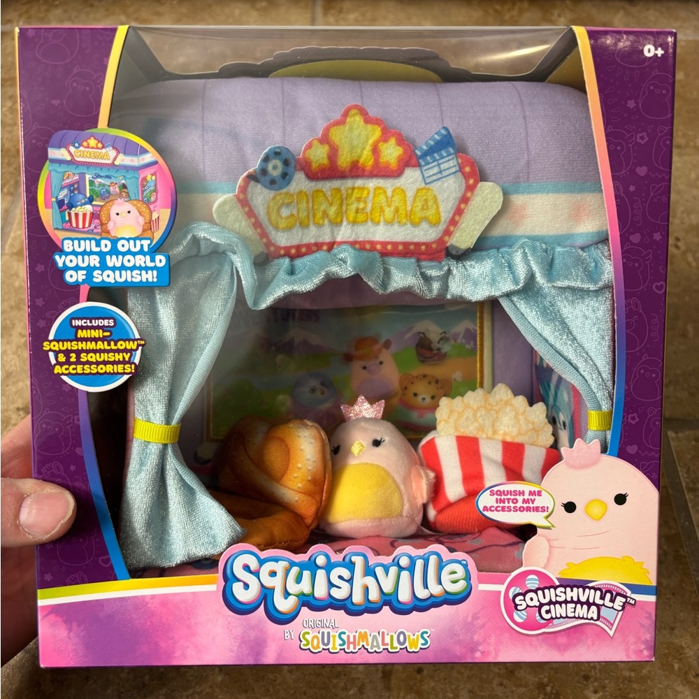 NIB Squishmallows Set Cinema w/Chicken Squish Toy